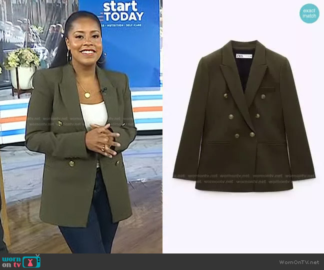 Zara Tailored Blazer with Buttons worn by Sheinelle Jones on Today