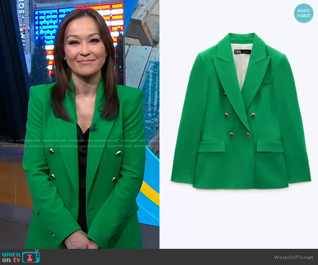 Zara Tailored Double Breasted Blazer worn by Eva Pilgrim on Good Morning America