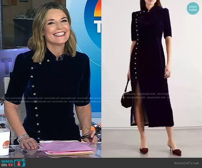 Saloni Taro Velvet Midi Dress worn by Savannah Guthrie on Today