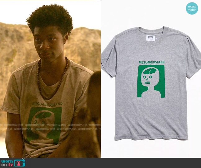 The Art of Scribble Misunderstand Tee worn by Pope (Jonathan Daviss) on Outer Banks