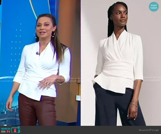 The Fold London Clever Crepe Belleville Top worn by Ginger Zee on Good Morning America