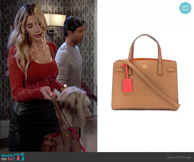 Tory Burch Walker Satchel Tote worn by Sloan Peterson (Jessica Serfaty) on Days of our Lives