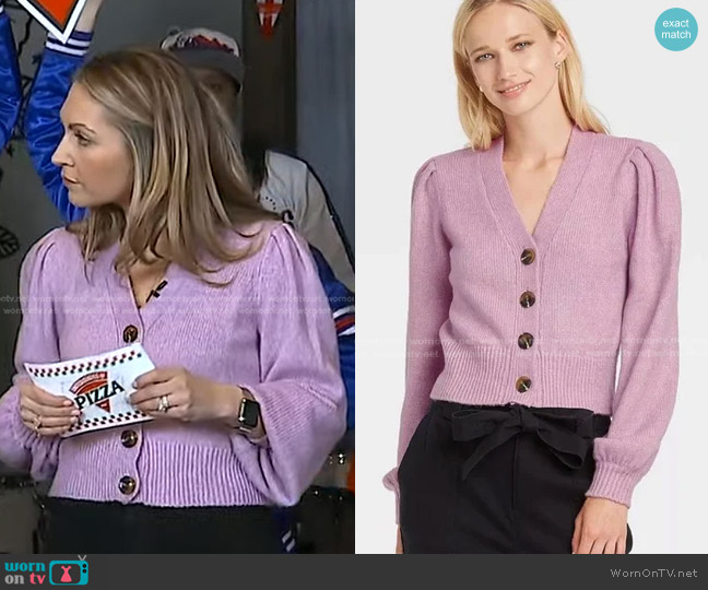 Who What Wear Rib Knit Cardigan worn by Lori Bergamotto on Good Morning America