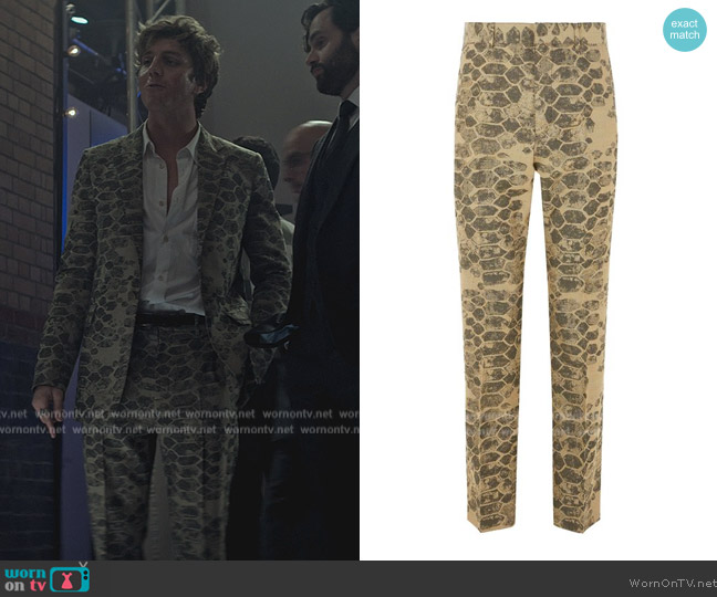 Acne Studios Acne Studios Croc Jacquard Trousers worn by Adam Pratt (Lukas Gage) on You