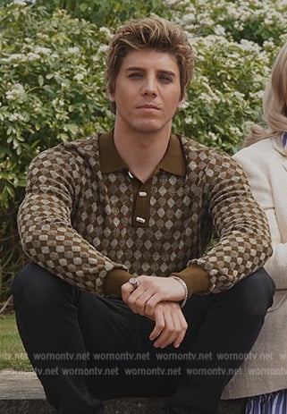 Adam’s brown printed sweater on You