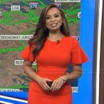 Adelle’s orange asymmetric ruffle dress on Today