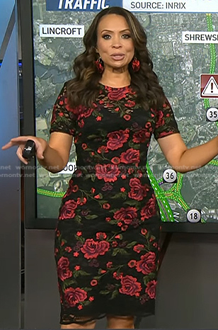 Adelle’s black floral sheath dress on Today