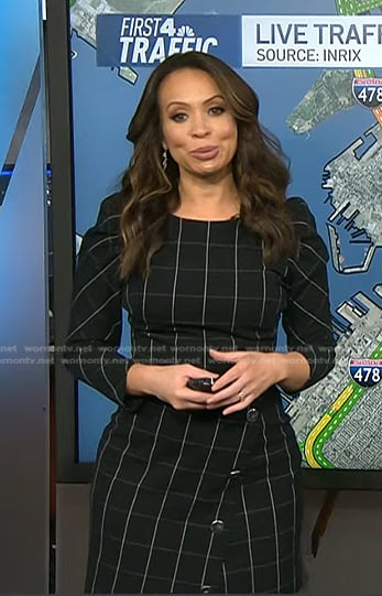 Adelle’s black windowpane checked dress on Today