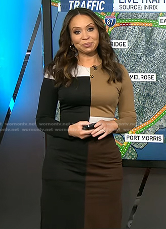 Adelle’s black and brown colorblock dress on Today