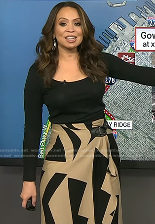 Adelle’s black and beige geometric skirt on Today