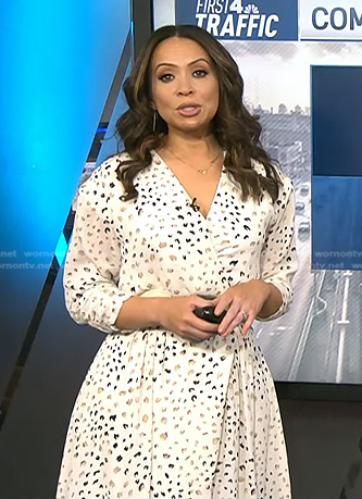 Adelle’s white leopard print wrap dress on Today