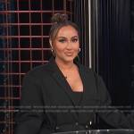 Adrienne’s black drawstring waist blazer on E! News