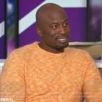 Akbar’s orange marled sweater on The Talk
