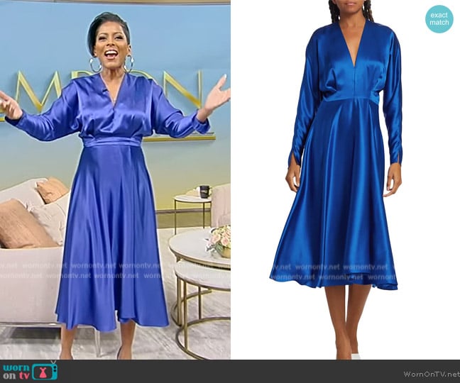 Alejandra Alonso Rojas V-Neck Faux Wrap Silk Dress worn by Tamron Hall on Tamron Hall Show