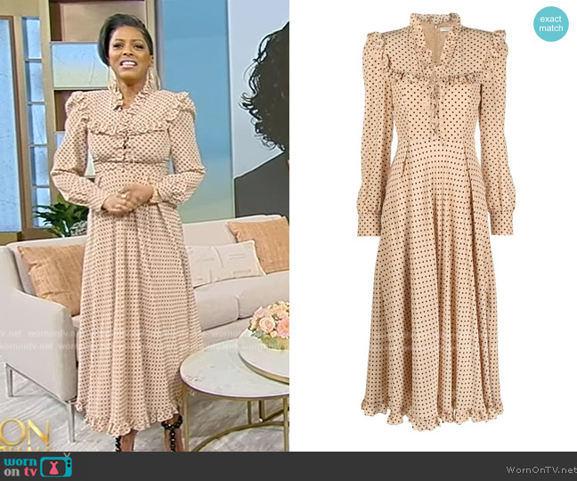 Alessandra Rich Polka-dot Midi Dress worn by Tamron Hall on Tamron Hall Show