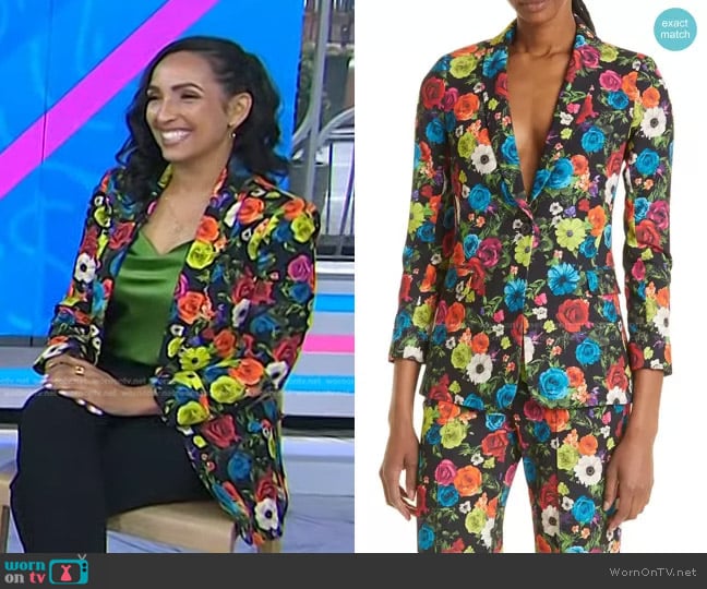 Alice + Olivia Macey Floral Shawl Collar Blazer worn by Rachel Luna on Today