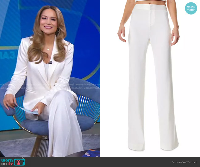 Alice + Olivia Deanna High Waist Wide Leg Pants worn by Rhiannon Ally on Good Morning America