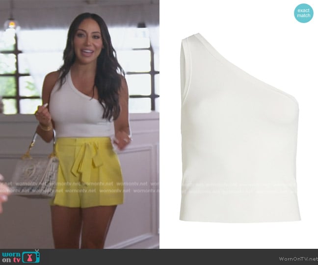 Alice + Olivia Elden One-Shoulder Tank Top worn by Melissa Gorga on The Real Housewives of New Jersey