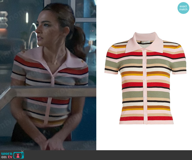 Alice + Olivia Colleen Striped Polo worn by Allegra Garcia (Kayla Compton) on The Flash