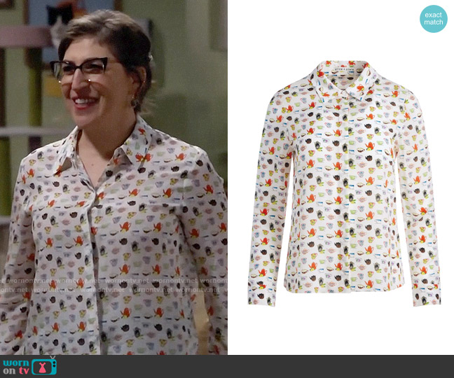 Alice + Olivia Willa Teaparty Shirt worn by Kat Silver (Mayim Bialik) on Call Me Kat
