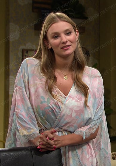 Allie’s floral robe on Days of our Lives