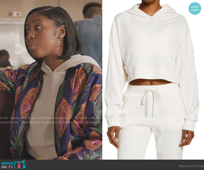 Alo Yoga Muse Ribbed Crop Hoodie