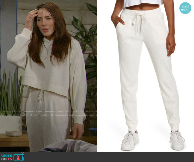 Alo Yoga Muse Sweatpants in Ivory worn by Taylor Hayes (Krista Allen) on The Bold and the Beautiful