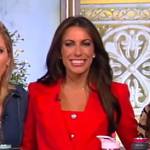 Alyssa’s red button down tweed dress on The View