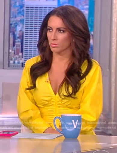 Alyssa’s yellow ruched top on The View