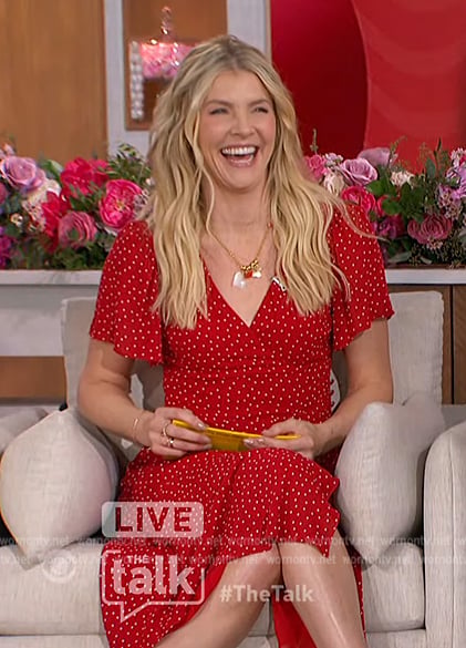 Amanda’s red polka dot dress on The Talk