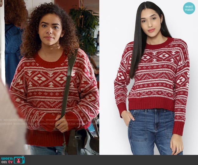 American Eagle Fair Isle Snowdrift Sweater worn by Ginny Miller (Antonia Gentry) on Ginny & Georgia