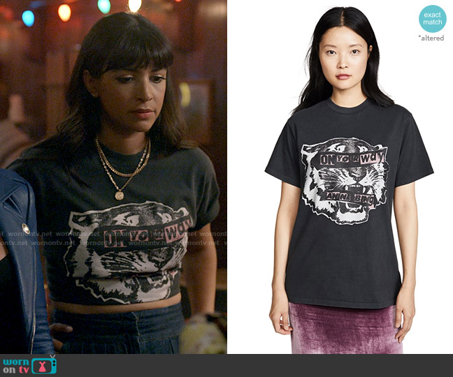 Anine Bing Tour Tee worn by Sam (Hannah Simone) on Not Dead Yet