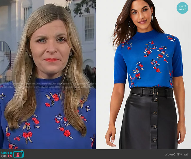 Ann Taylor Floral Mock Neck Sweater Tee worn by Catie Beck on Today