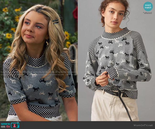 Anthropologie Horses Sweater worn by Destiny Baker (Mallory James Mahoney) on Bunkd