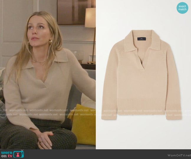 Arch4 Beige Clifton Gate Long Sleeve Polo worn by Laura Baker (Monet Mazur) on All American