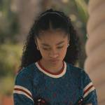 Amber’s blue butterfly embroidered top on Bel-Air