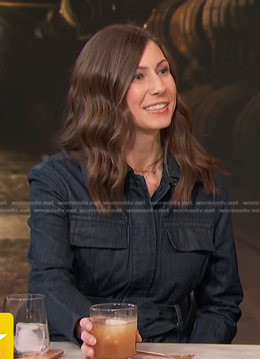 Ashley Frey’s denim belted dress on Access Hollywood