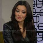 Audra’s black leather mini dress on The Young and the Restless