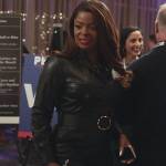 Ava’s black leather jumpsuit on Abbott Elementary