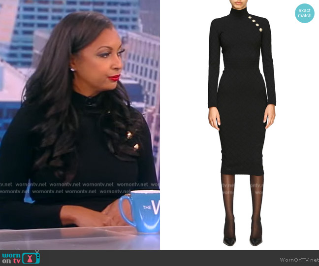 Balmain Mock-neck Dress with Jewell Buttons worn by Eboni K. Williams on The View