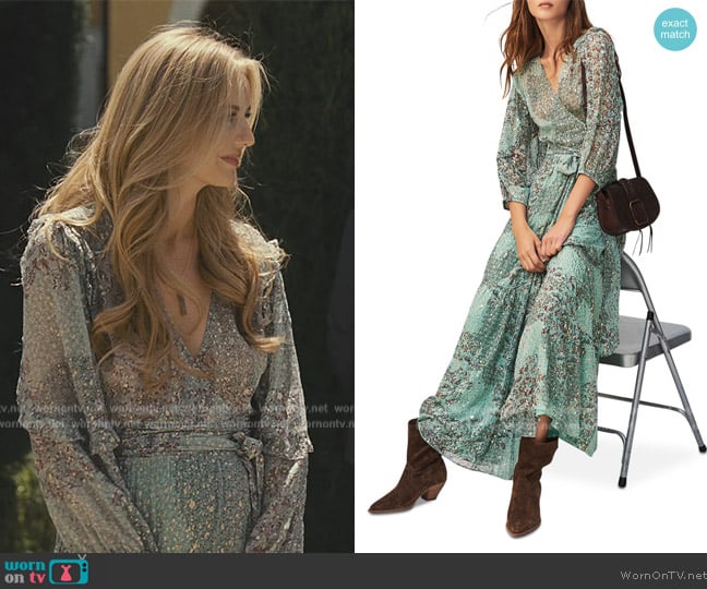 Ba&sh Oriane Printed Wrap Maxi Dress worn by Willa Ferreyra (Justine Lupe) on Succession