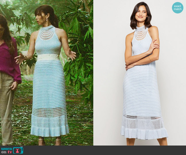 Bcbgmaxazria Ara Crochet Midi Dress worn by Elena Roarke (Roselyn Sanchez) on Fantasy Island