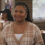 beige plaid cardigan on All American Homecoming