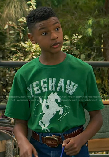 Bill’s green Yeehaw cowboy tee on Bunkd