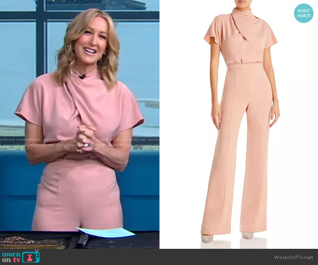 Black Halo Estella Mock Neck Jumpsuit worn by Lara Spencer on Good Morning America