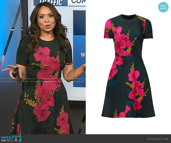 Black Halo Floral Kaitlyn Dress worn by Adelle Caballero on Today