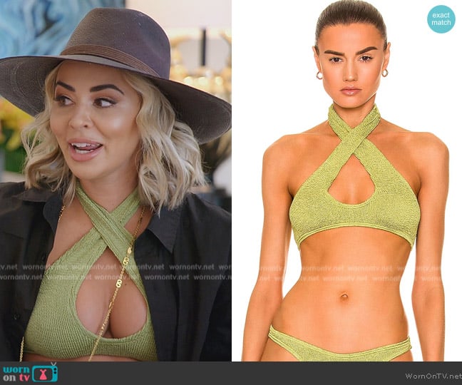 Bond Eye Carmen Crop Bikini Top worn by Nicole Martin (Nicole Martin) on The Real Housewives of Miami