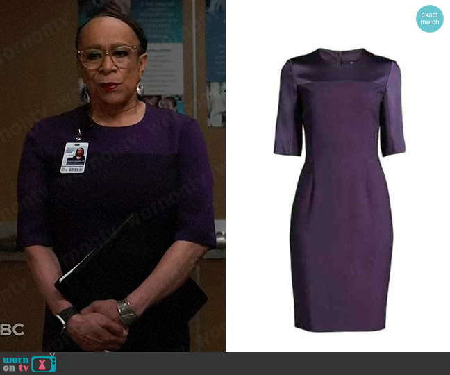 BOSS Danufa Satin-Sleeve Sheath Dress worn by Sharon Goodwin (S. Epatha Merkerson) on Chicago Med