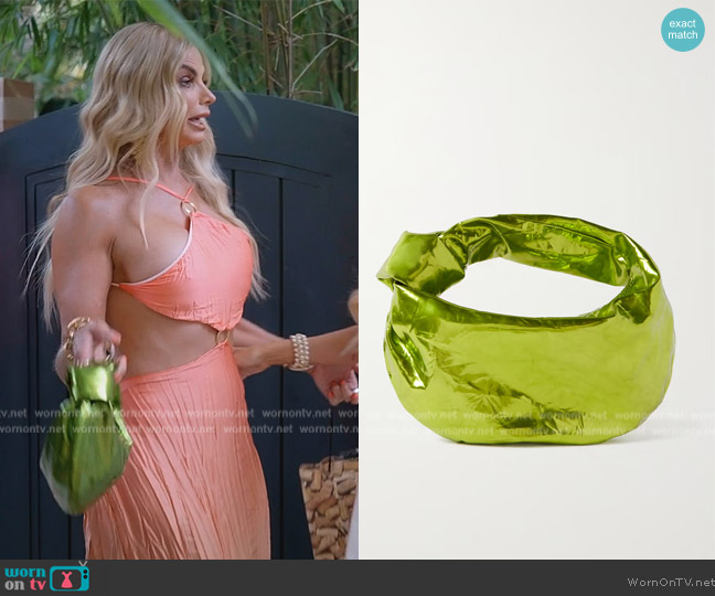 Bottega Veneta Mini Jodie metallic leather top handle bag worn by Alexia Echevarria (Alexia Echevarria) on The Real Housewives of Miami
