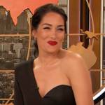 Brie Bella’s black one shoulder dress on The Drew Barrymore Show